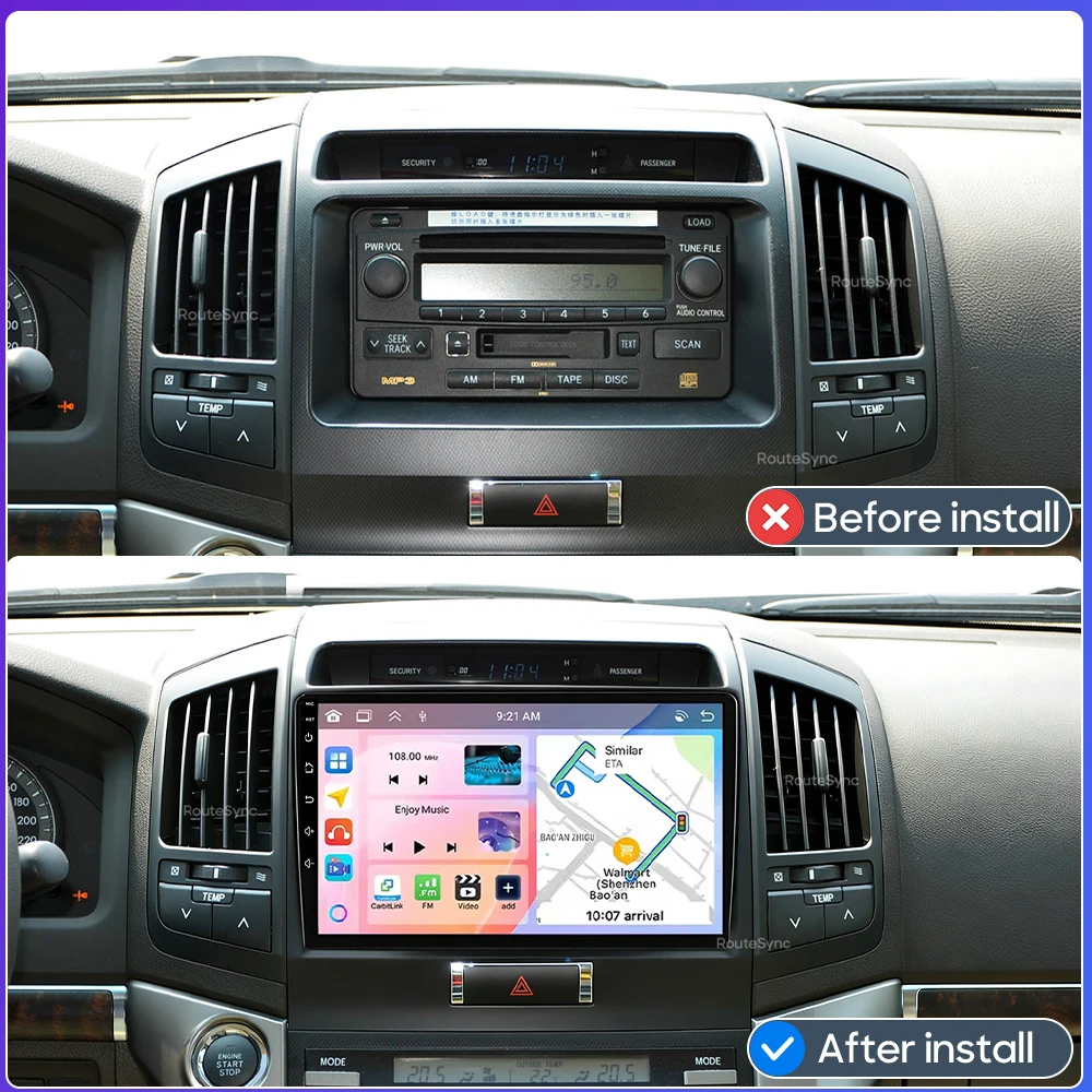Android 16 for Toyota Land Cruiser 200 2007 - 2015 Car Multimedia Player Carplay Auto Radio Video Wifi Navigation GPS 2din DSP