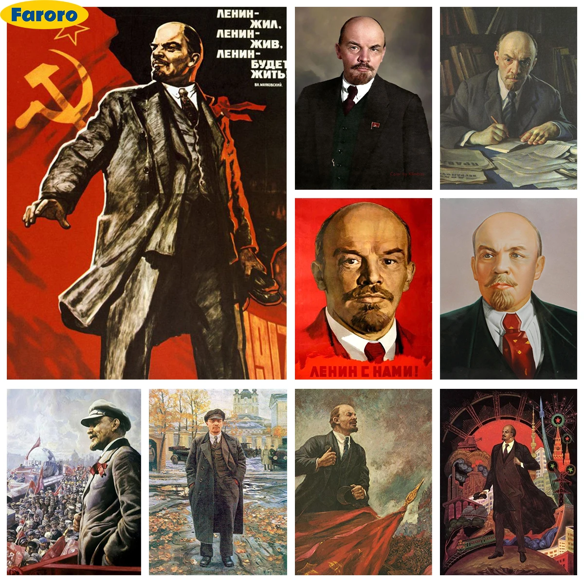 

Lenin Diamond Painting Kit Famous Soviet Thinkers Diy Diamond Embroidery Cross Stitch Person Portrait Home Wall Decor Hand Gift