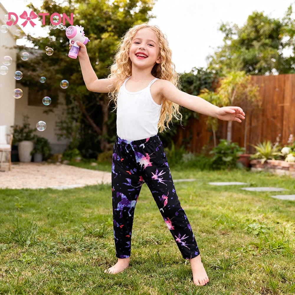 

DXTON Spring Girls Leggings Polyester Unicorn Printed Children Long Pants Kids Daily Pencil Pants Outerwear Baby Girls Trousers