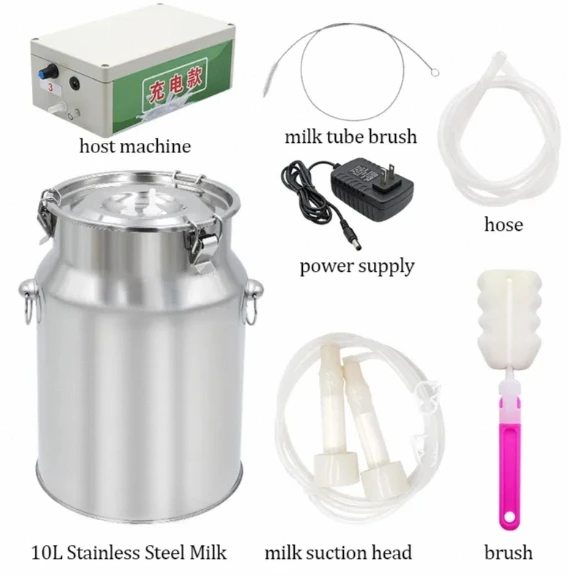 2024Rechargeable Battery Power Electric Speed Adjust Cow Sheep Milking Machine Automatic Stop Cattle Goat Milk Machine