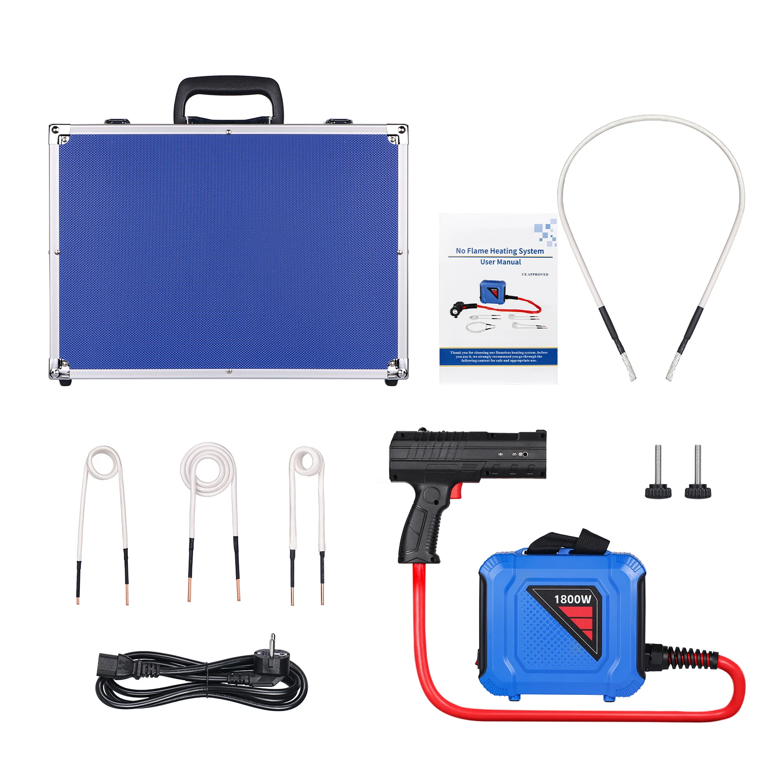1.8KW 1.80KW Portable Split Induction Heater, Fast Safe Heating for Metal Parts, EU Plug Flameless Induction Heating Machine