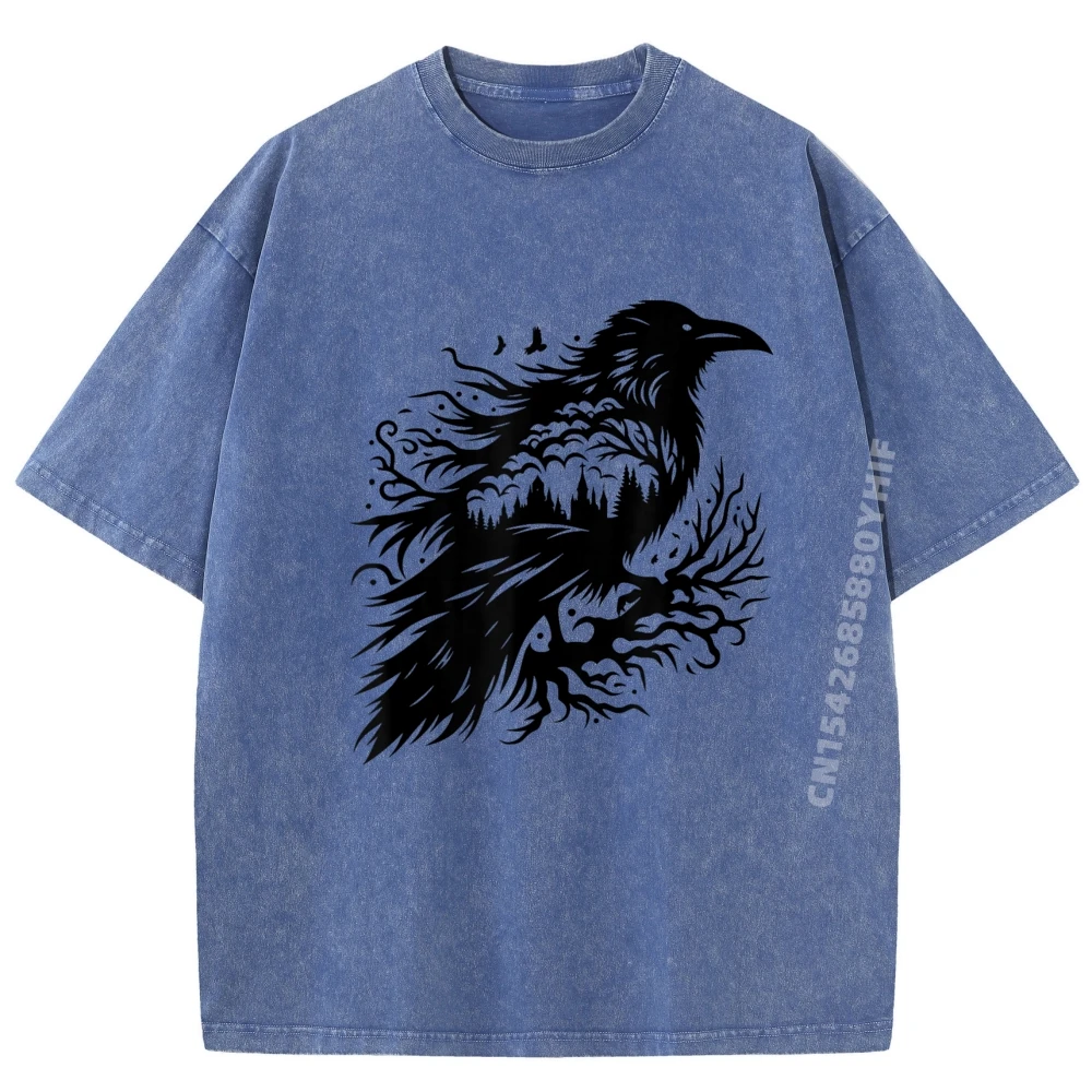 

Забавные топы и футболки, семейные женские футболки Raven Art Crow Design, летняя мягкая футболка с принтом, стираная одежда в стиле ретро