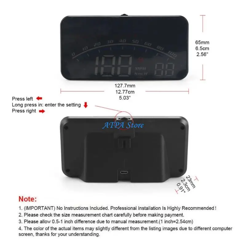 U13C Head Up Display Suitable for Cars with Large Digital Readout and Direction View