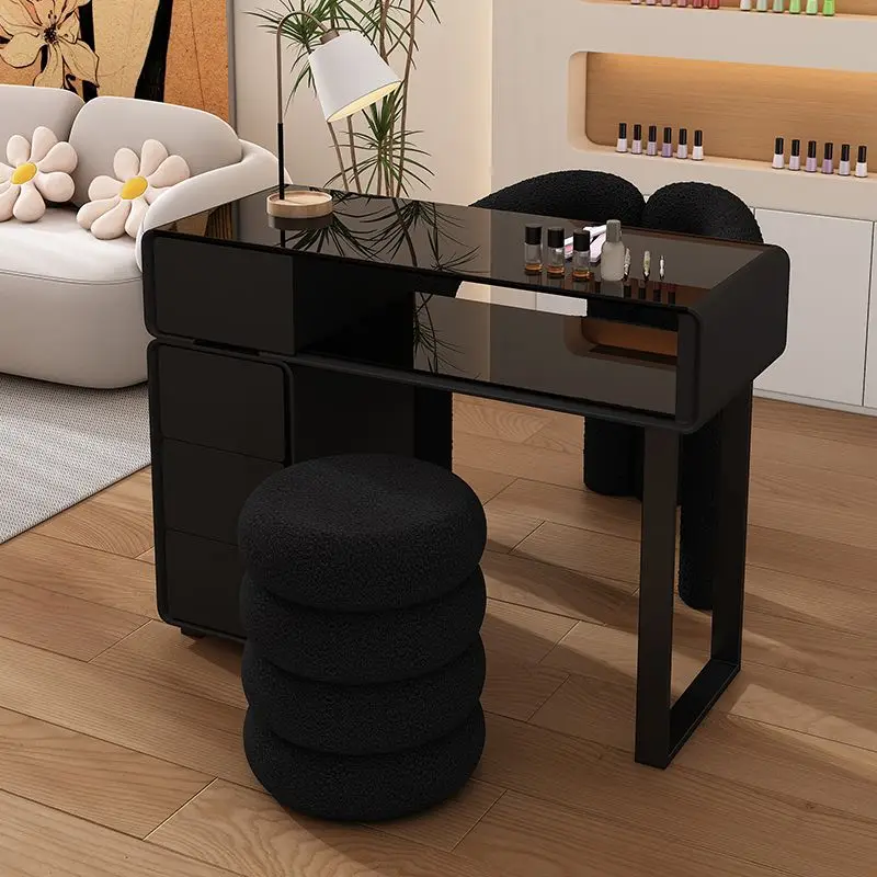 Workstation Waterproof Nail Table Slip Protector Black Wooden Nail Table Light Professionals Tavolo Unghie Home Accessories
