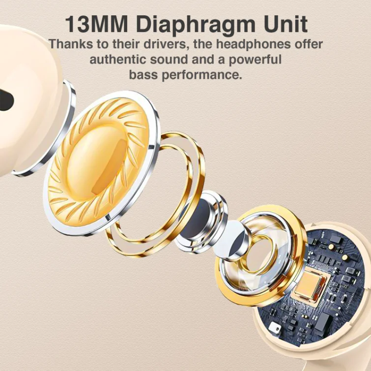 سماعات أذن بلوتوث لاسلكية شبه داخل الأذن، سماعات أذن مزودة بميكروفون، علبة شحن، صوت واضح، وقت تشغيل طويل