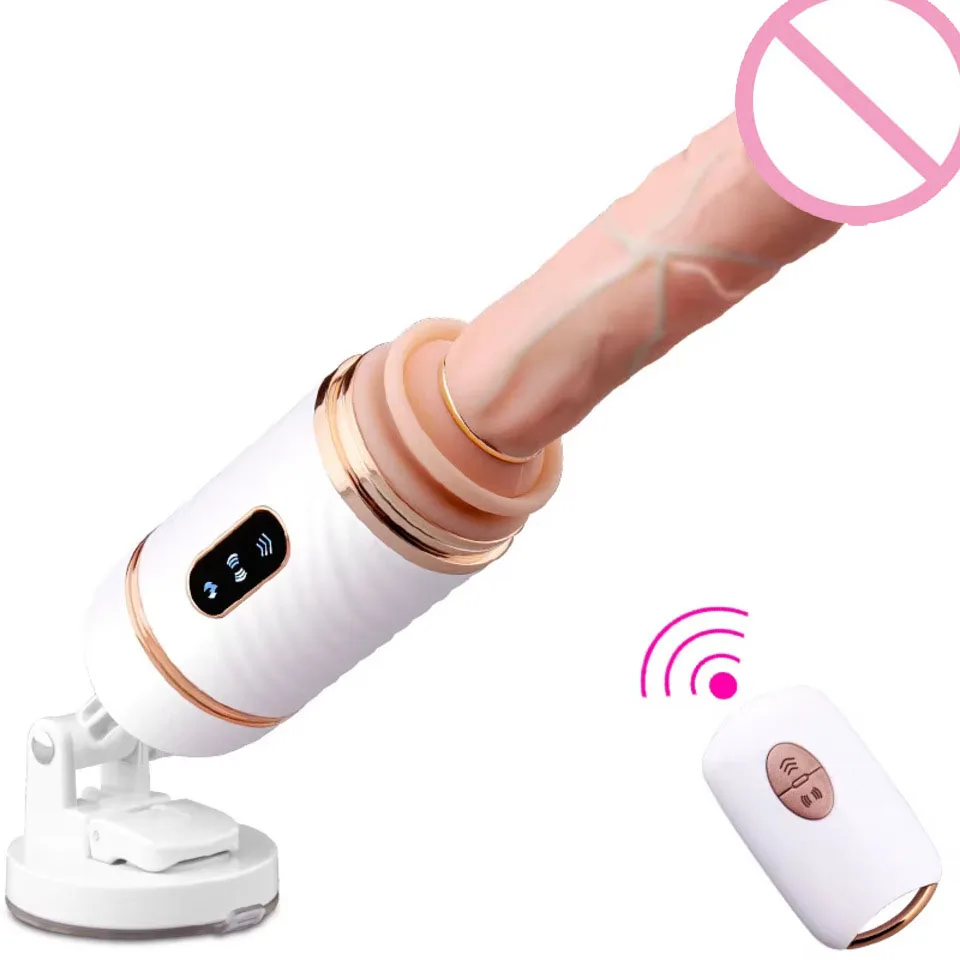 Automatic Heated Telescopic Vibrating Dildo For Women G Spot Stimulator Vibrator Wireless Remote Masturbation Sex Toys Machine