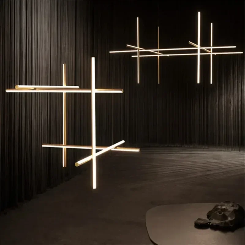 Modern Designer Minimalist Led Lines Decor Pendant Light for Living Room Loft Hallway Home Decoration Hanging Lusters Luminaires