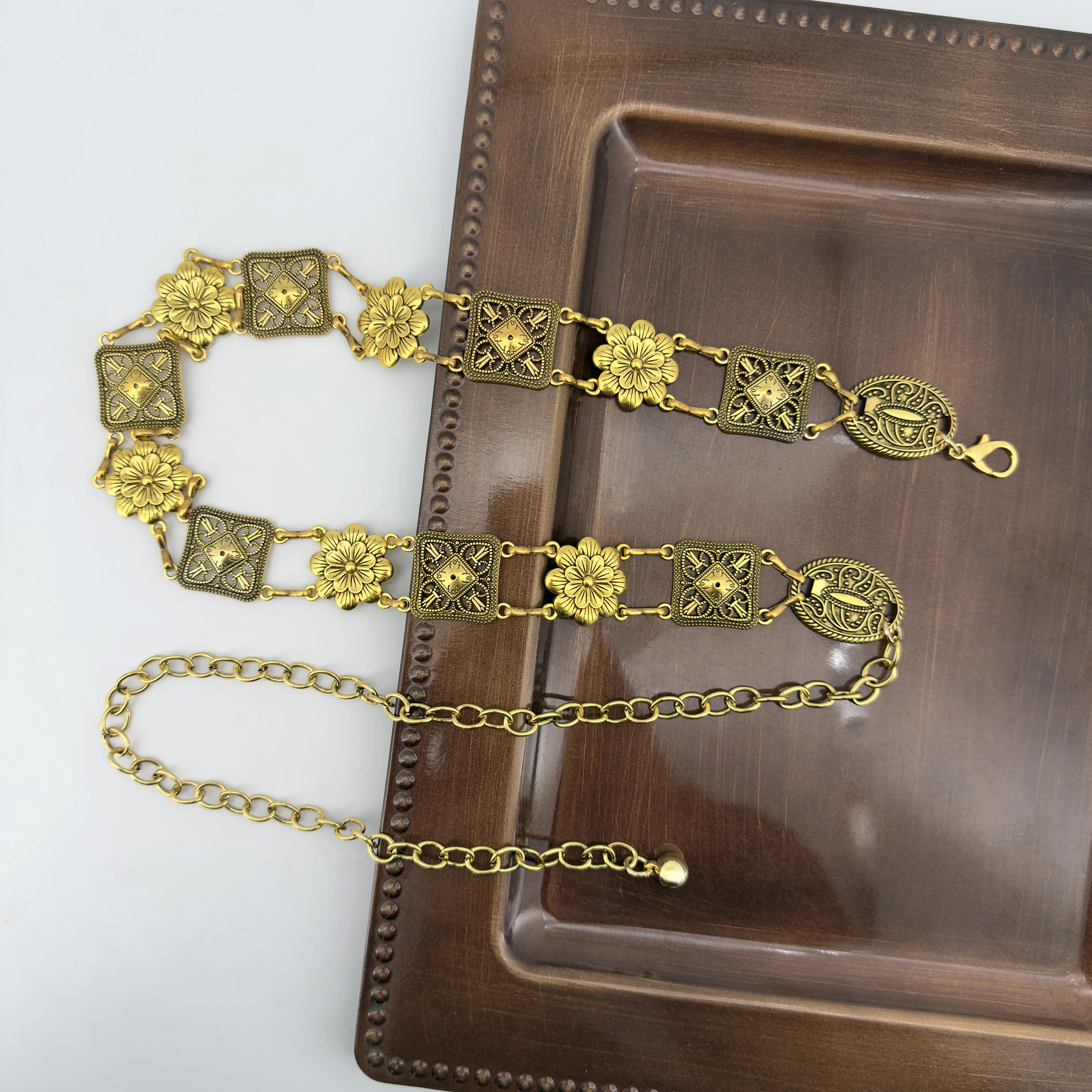Bohemian-Stil Retro Gold Sonnenblumen-Blumen-Mode Western-Elemente Denim-Taillenaccessoires Damen Hosen- und Rock-Kette Vielseitig Einsetzbar – Detail 10