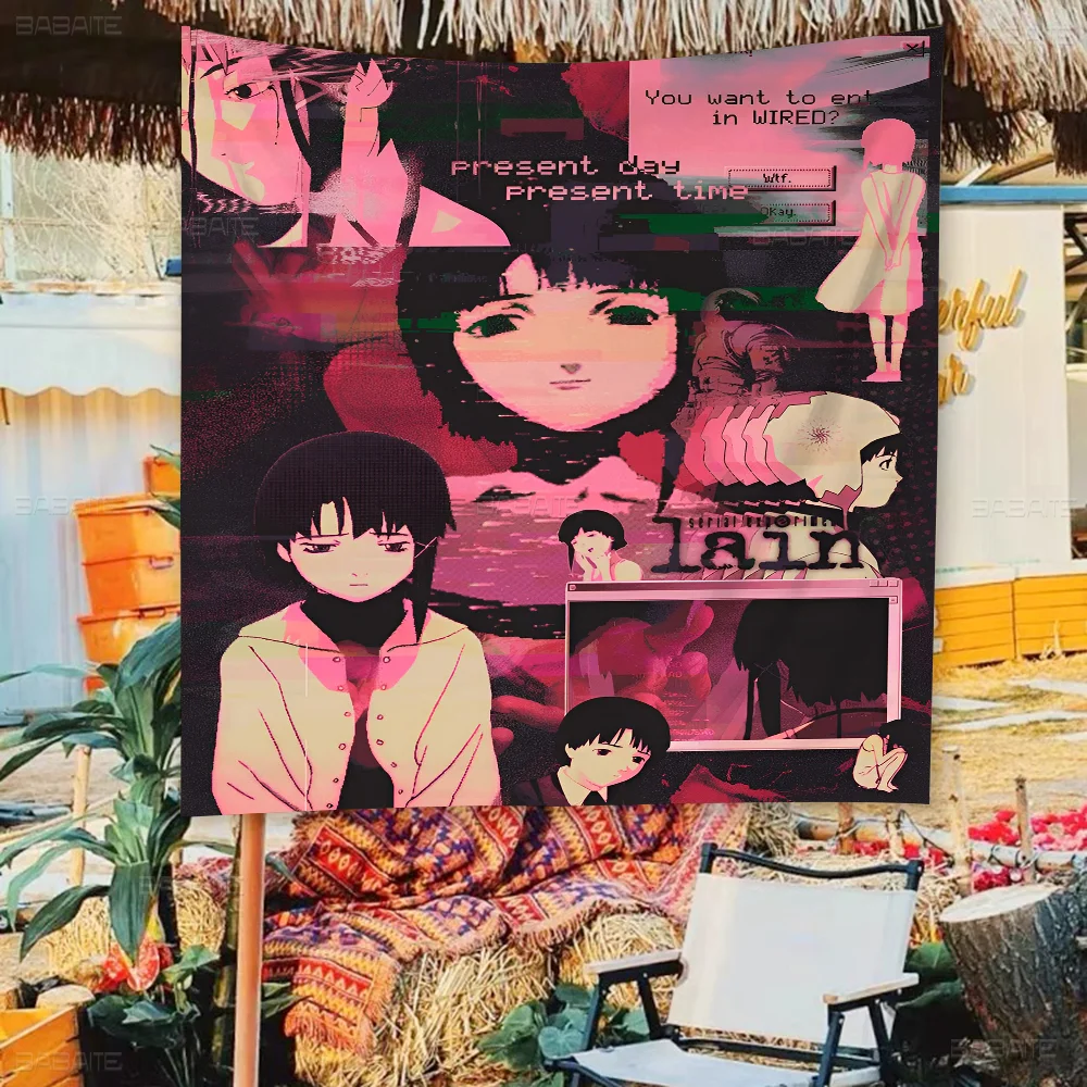 Serial Experiments Lain DIY Flag For Family Group Photo Living Room Home Dorm Decor Wall Art Decor Banner