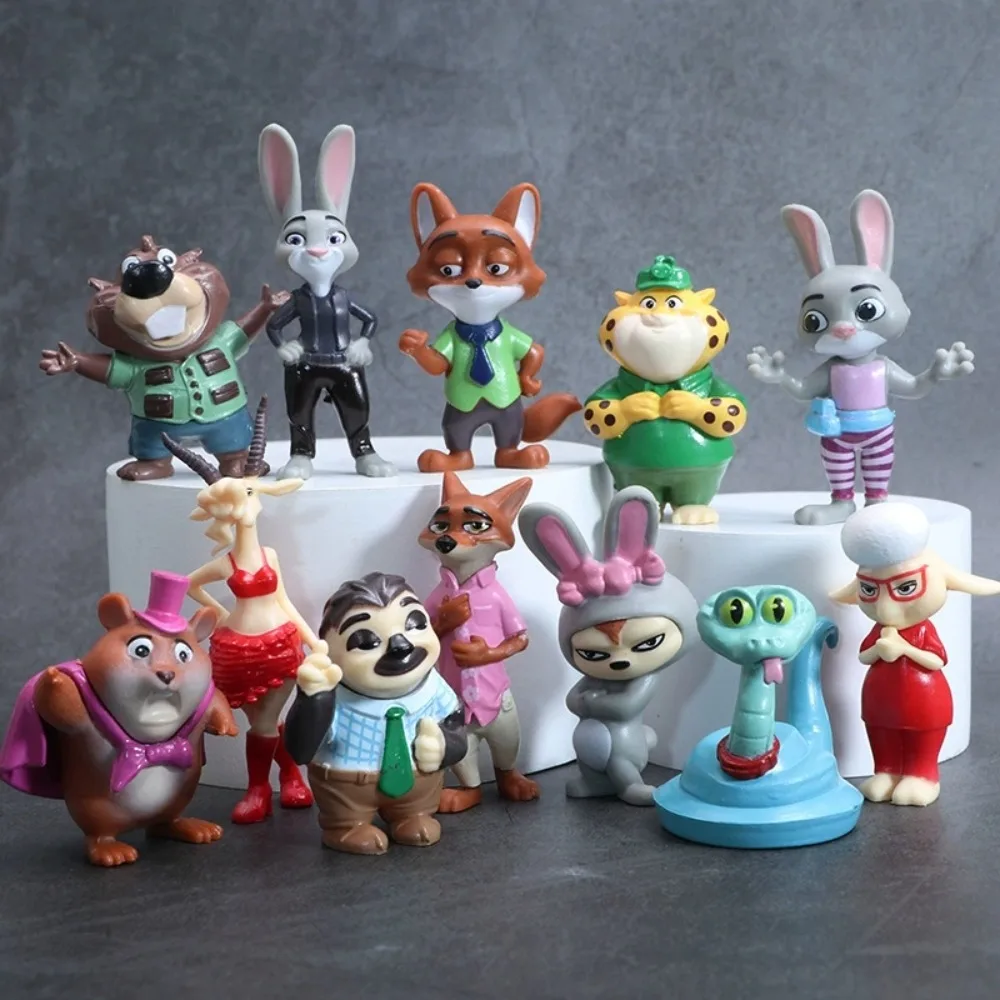 12pcs/Set Zootopia 2 Action Figure Toy Judy Rabbit Nick Fox Series Anime Figurine Fans Christmas Gifts