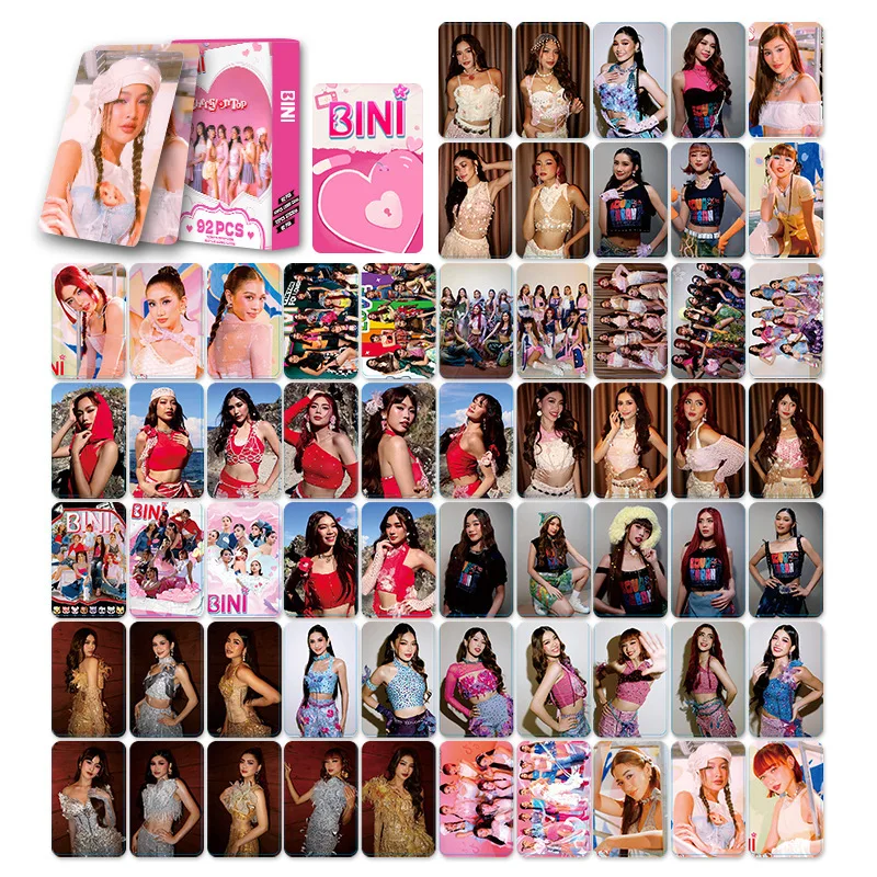 92pcs/Set Kpop BINI Photocard Sticker Boxed Card Korean Style LOMO Card High Quality Double Sides Printing Fans Collection