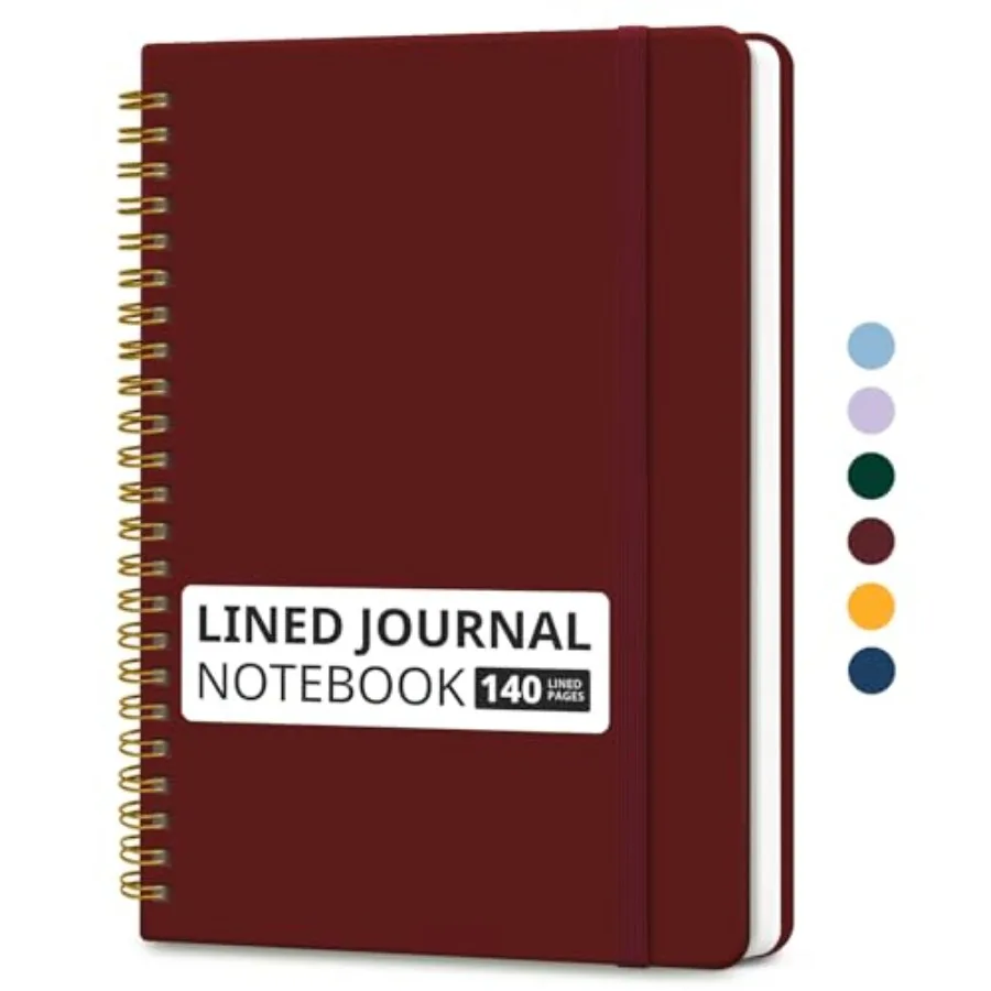 

Lined Spiral Journal Notebook for Women and Men, 140 Pages, College Ruled Hardcover Notebook for Work and Note Taking, Journals