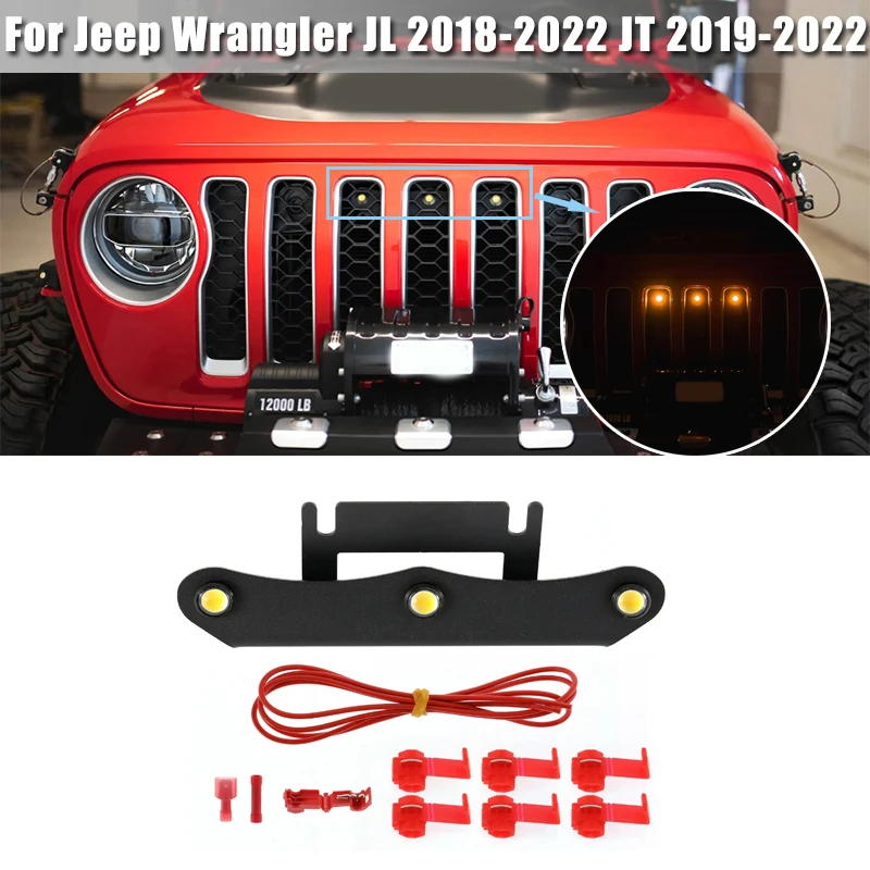 

Дневные ходовые огни с передней решеткой для Jeep Wrangler JL 2018-2022 JT 2019-2022