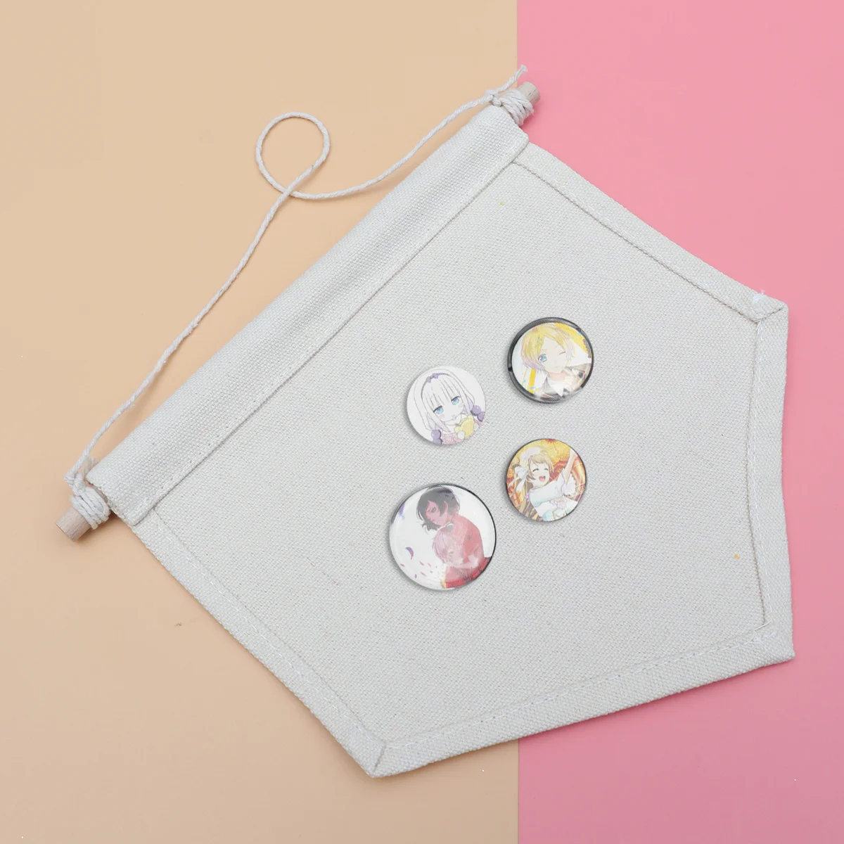 

Plain Blank Canvas Pennant Banner Wall Decor Pin Display Enamel Lapel Badge Flag For Diy Art Home Office Decoration