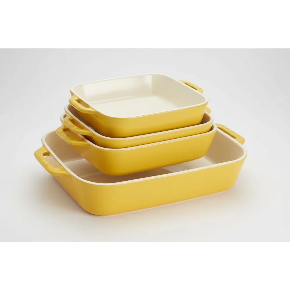 

Premium Ceramic 3-Piece Rectangular Baking Dish Set - Nesting, Scratch-Resistant, Oven-to-Table for Home Bakers