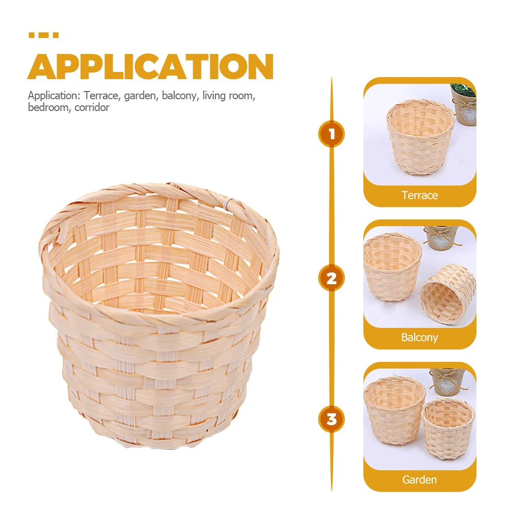 4 Pcs Woven Basket Storage Wood Desktop Sundries Organizer Small Round Baskets Bamboo Weaving