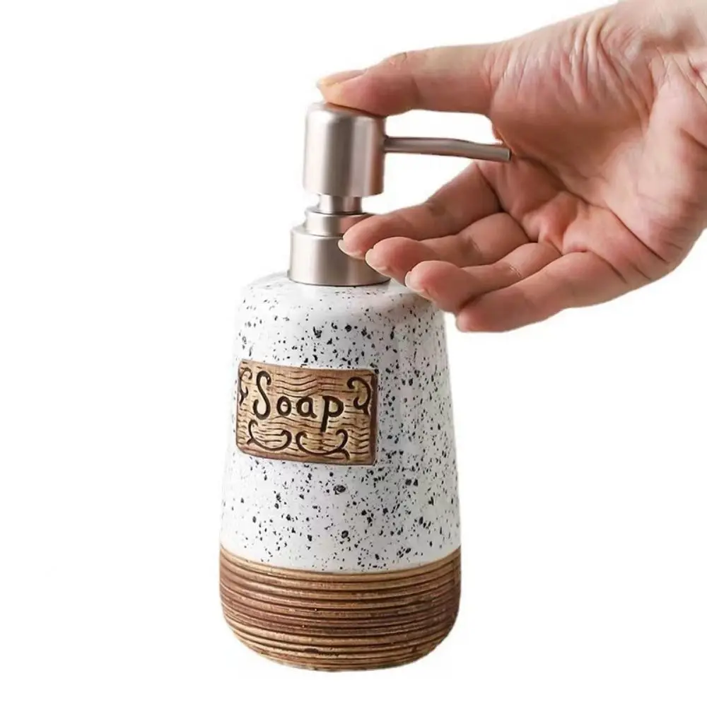 

Новый пресс для лосьона, 420 мл, ретро многоразовые дозаторы для жидкого мыла, пустые прочные керамические бутылки для эмульсии, кухонные