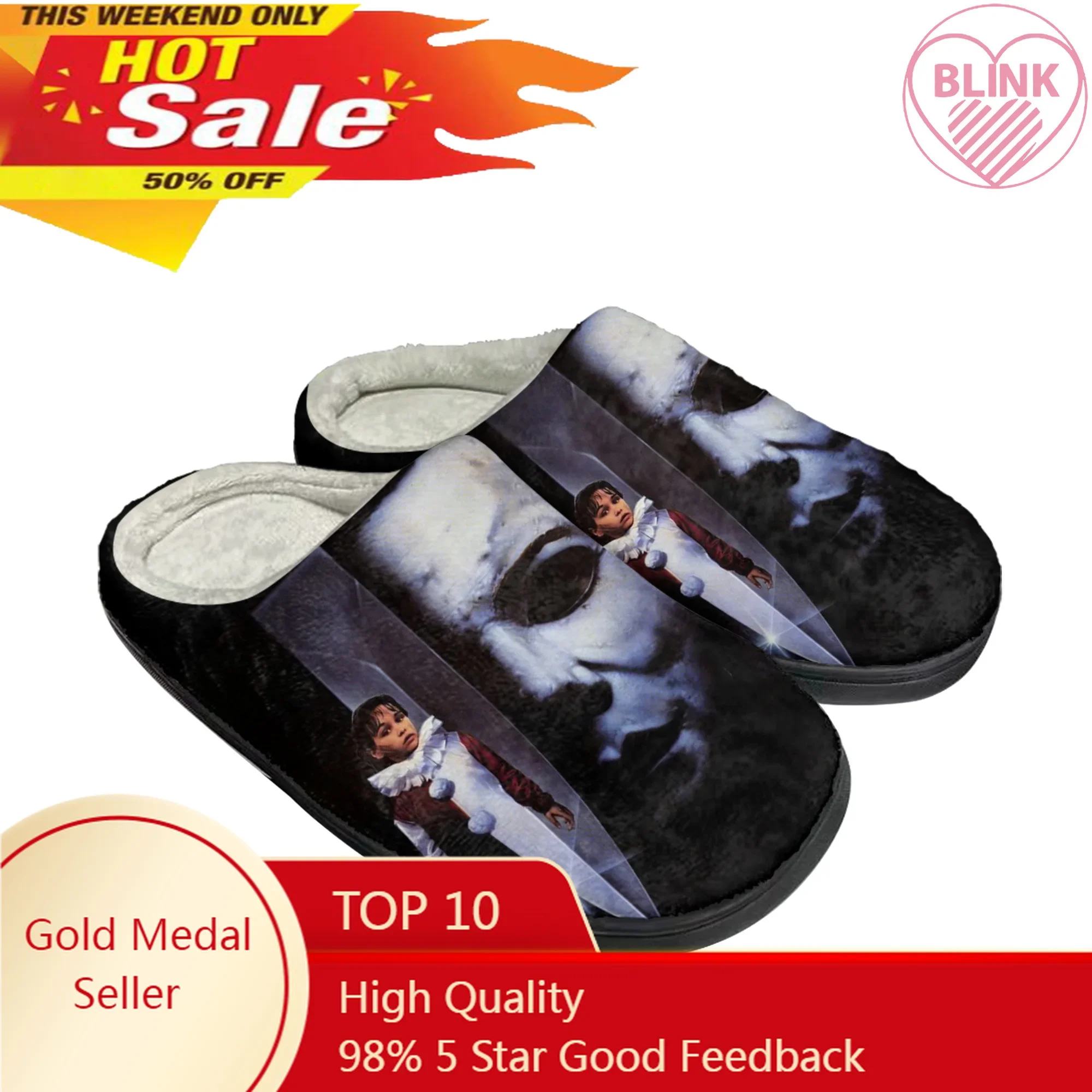 Hot Horror Halloween Home Katoen Custom Slippers Michael Myers Heren Dames Sandalen Pluche Casual Houden Warme Schoenen Thermisch Slipper