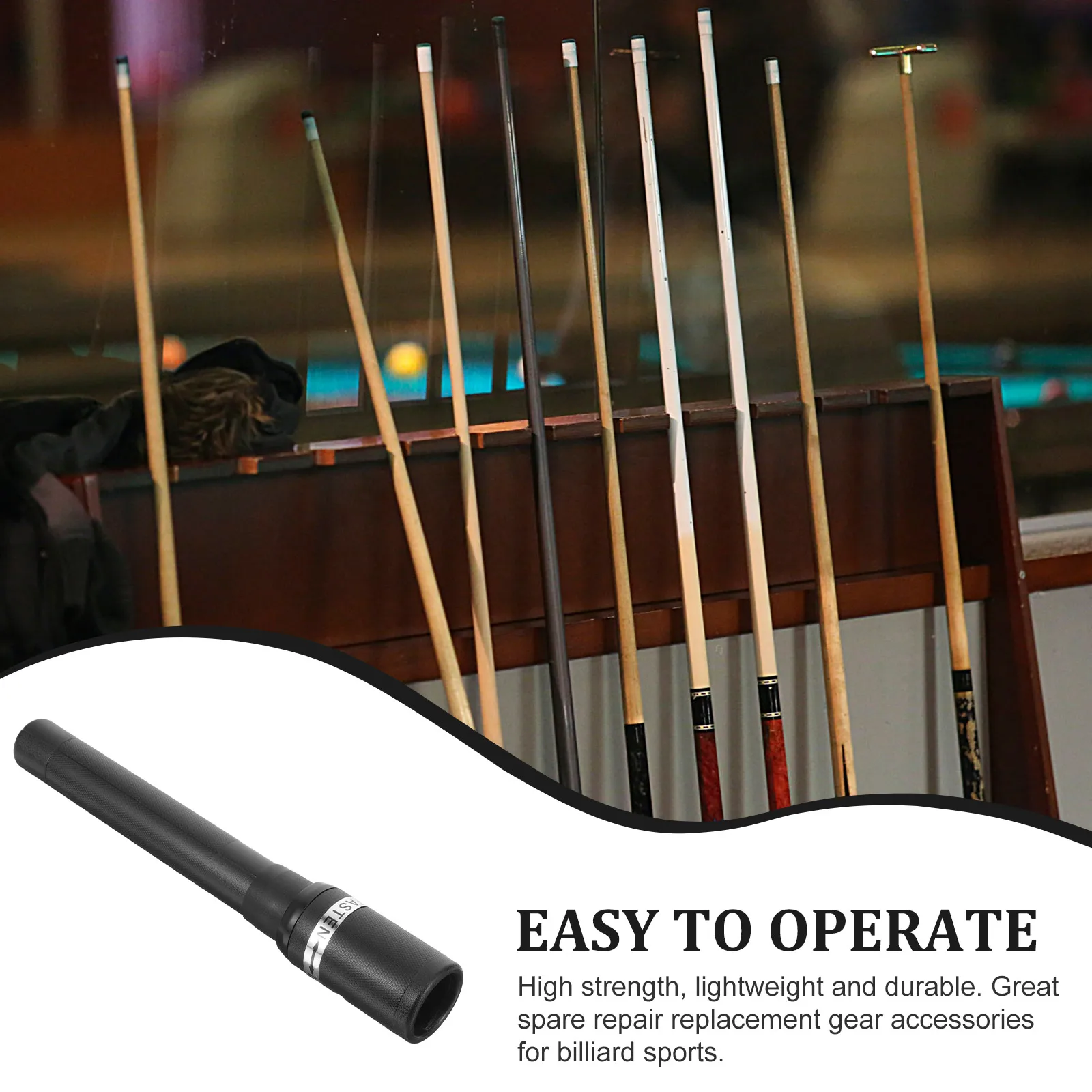 Pool Cue Extension Rod Ergonomic Slip-Resistant Golf Shaft Accessory Black Plastic Portable Billiards Equipment
