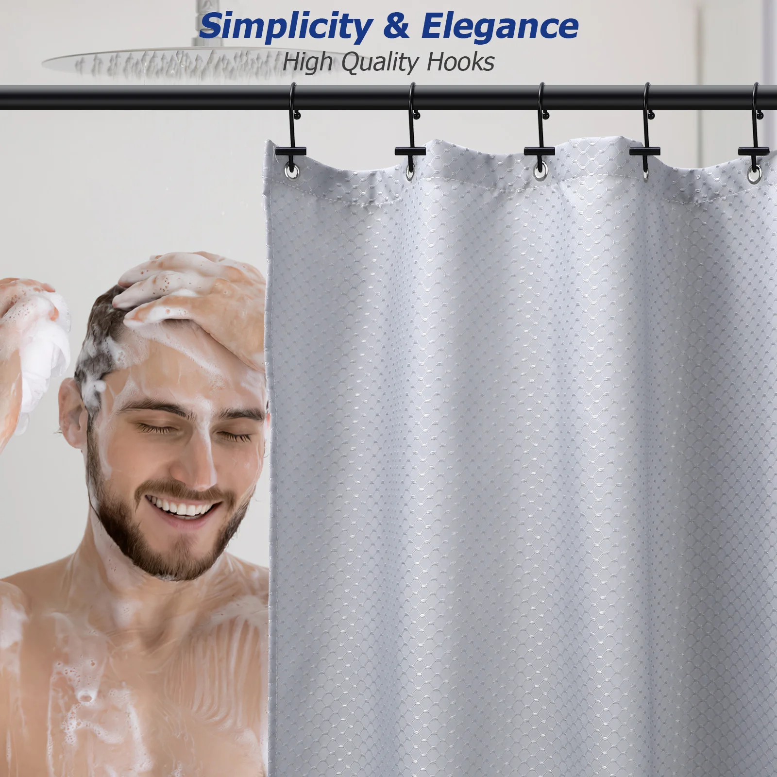 

12Pcs Durable S Shape Shower Curtain Hooks Metal Bathroom Rings Electroplate Finish Smooth Slide for Shower Rod and Liner