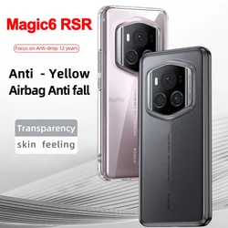 Etui na HUAWEI HONOR Magic 6 RSR przezroczysta tylna pokrywa miękka silikonowa ramka TPU matowa półprzezroczysta obudowa z twardym wstrząsoodpornym Airbag Capa