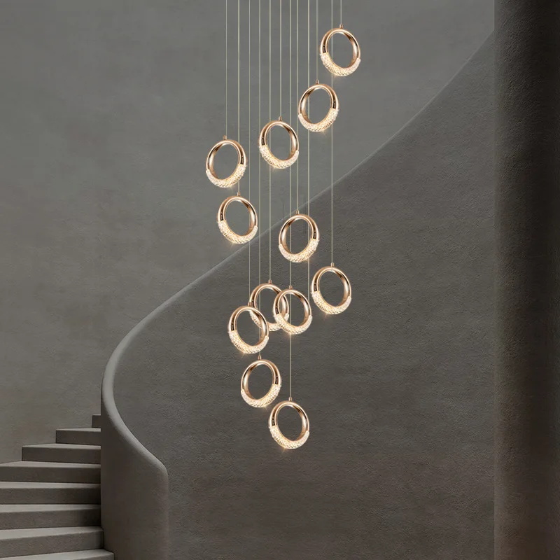 

Modern Rings Chandelier for Living Room Bedside Hanging Lamp Dining Room Light Fixtures Staircase Chandeliers led lighting