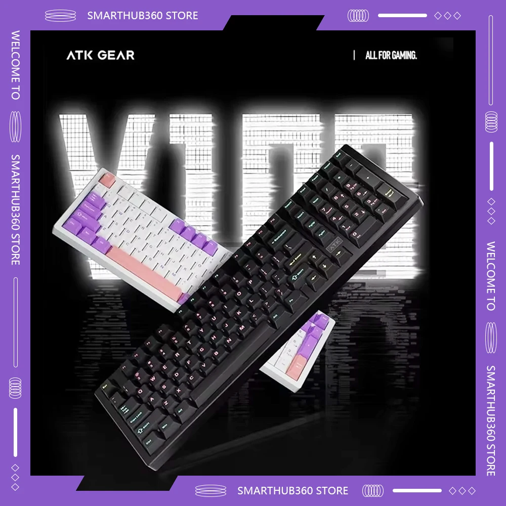 ATK V100 Mechanical Keyboard Semi-Aluminum Alloy Gasket Tri-mode Hot Swap Structure Customized Gaming Keyboard Gamer Accessories