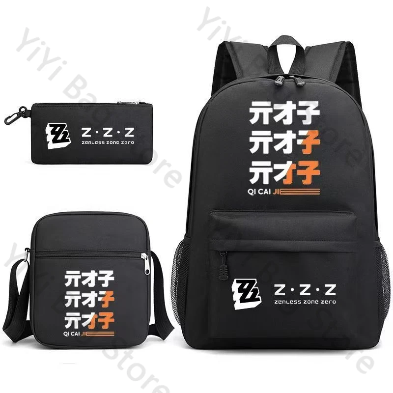 Zenless Zone Zero Backpack Student SchoolBag Pencil Case Crossbody Bag Three Piece Set Eous Bangboo Galaxy Print School Backpack