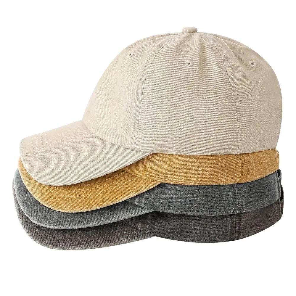 

Набор из 4 винтажных бейсболок для мужчин и женщин: кепки-тракеры, однотонные джинсовые, регулируемые, хлопковые, без каркаса, для гольфа