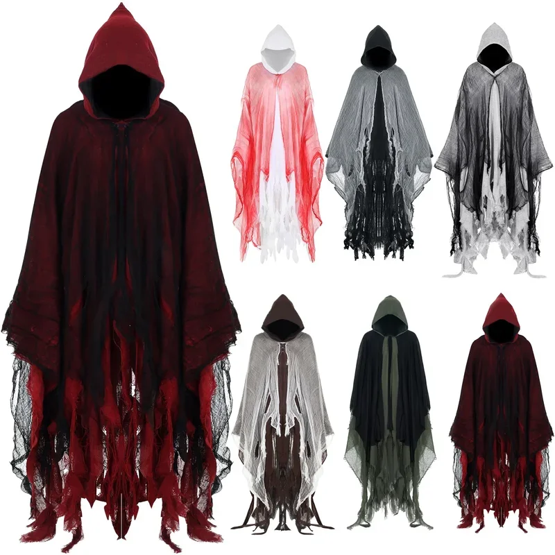 Ghost Dementors Cosplay Costume Unisex Gothic Horror Zombie Vampires Hooded Capes Day Of The Dead Party Props Cloaks