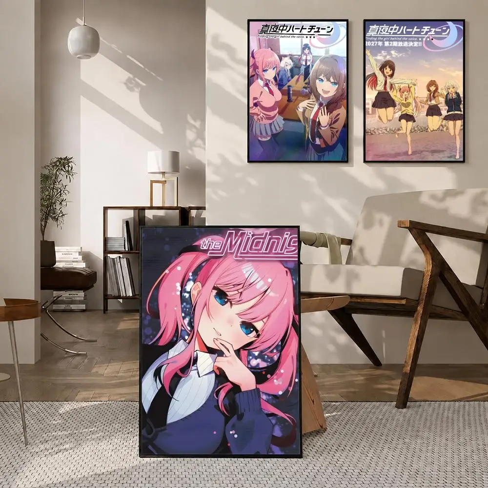 Anime Tune In to the Midnight Heart Poster Self‑Adhesive Waterproof PP Poster Coffee House Bar Wall Art Sticker Room Home Decor