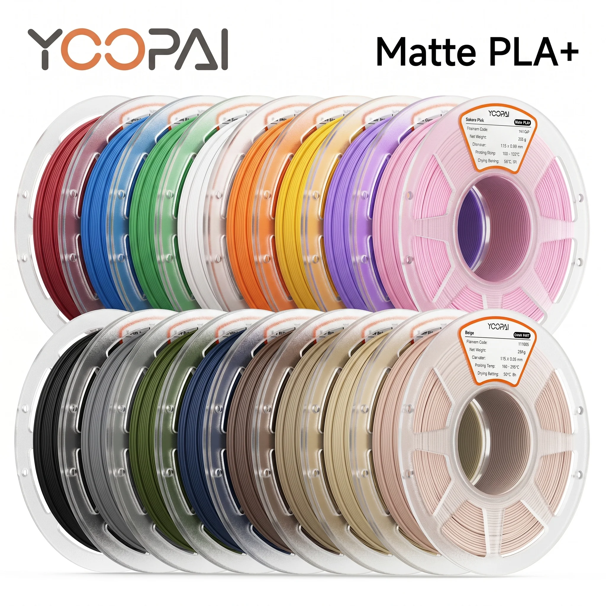 

YOOPAI Matte PLA+ Bundle filament 8/16 spool 250g/roll mix color 250g x 8 filament Matte PLA For 3D Printers