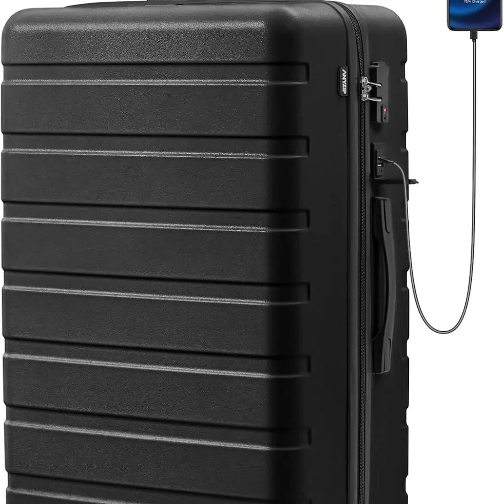 

Lightweight 28 Hardside TSA Lock Luggage with USB Port & Wheels - Large Black