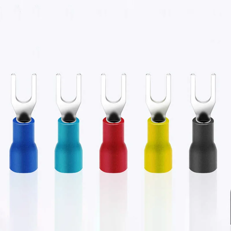 SV1.25/2/3.5/5.5 - 3 - 4 - 5 - 6 - Pre-insulated circular terminal block, fork type, red, yellow, blue, black, green