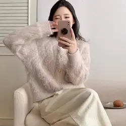 Women Cardigans, O Neck, Single breasted Solid Sweaters, 2025 Fall Winter Warm Jackets