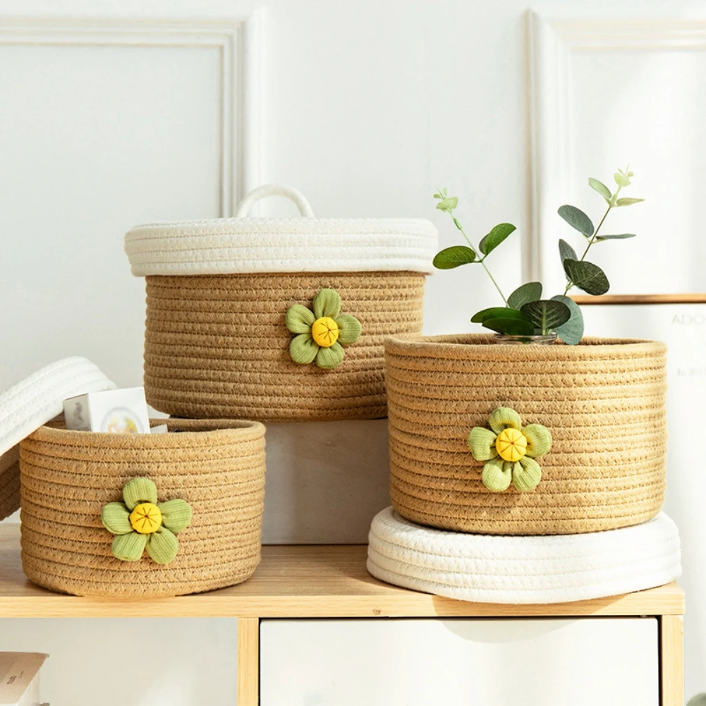 3PCS Macrame Storage Box Boho Decor Baskets for Organizing Woven Decorative Basket for Countertop Organizer Home Decorations