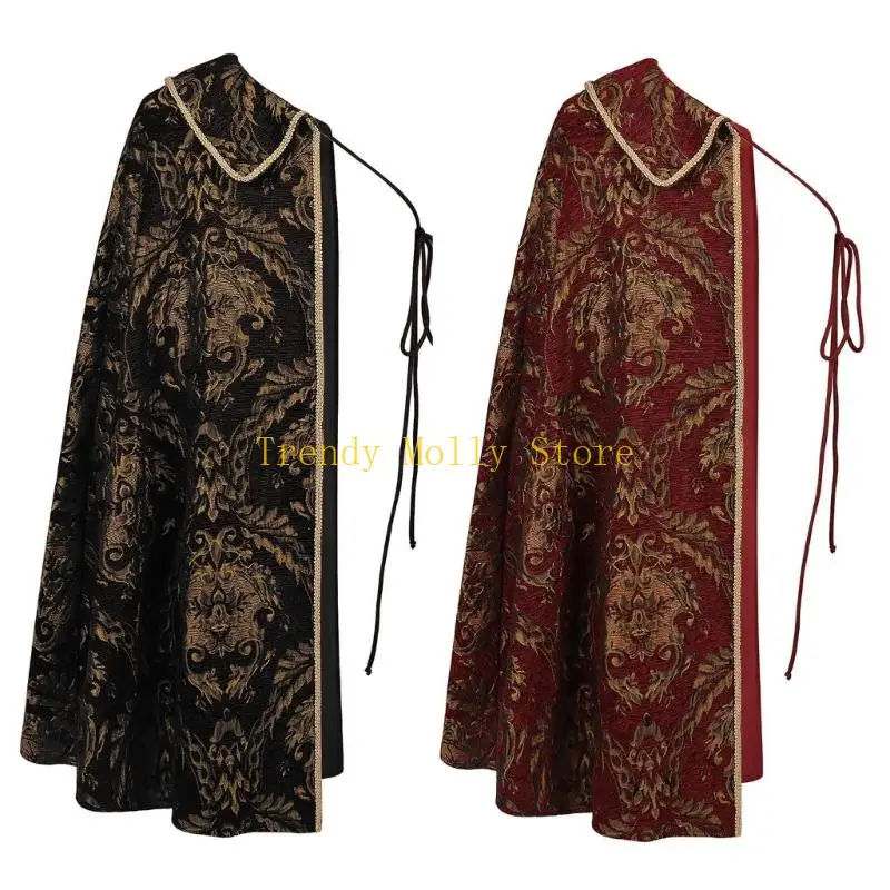 

N5KB Single Shoulder Renaissances Nobleman Cloak Adjustable Elastic Strap Theater Performances Cosplay Costume