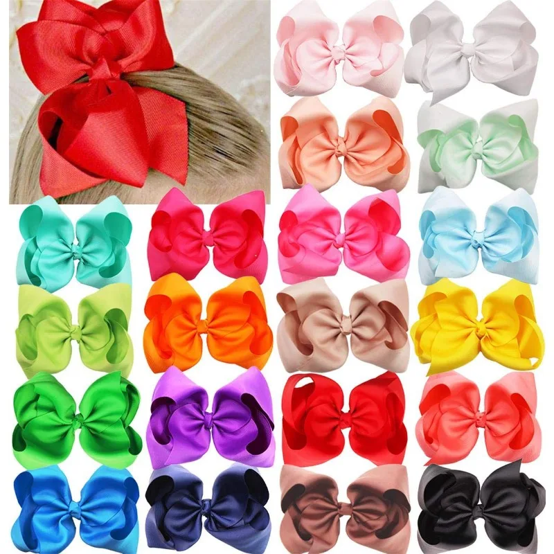 

20Pcs 8inch Hair Bows Clips Boutique Grosgrain Ribbon Big Large Bows Alligator Hair Accessories For Baby Girls Teens Kids