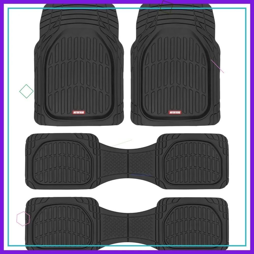 

Heavy Duty All Weather Car Floor Mats for 3 Row Vehicles, Deep Dish Trim to Fit SUV Truck Van