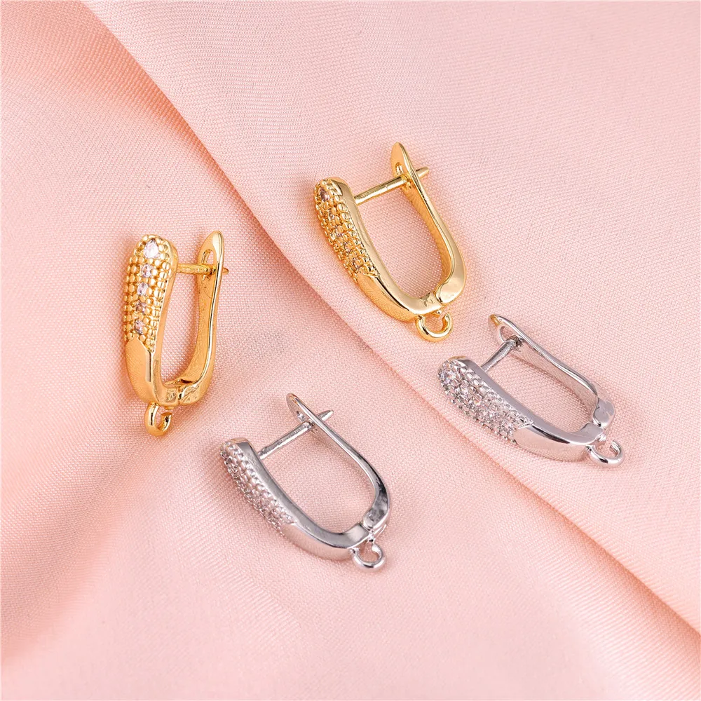 Juya 1/3/5 Pcs DIY Anti-Allergy 18K Gold Plated Schwenzy Fastener Ear Wire Hooks Women Earrings Accessories DIY Earring Supplies