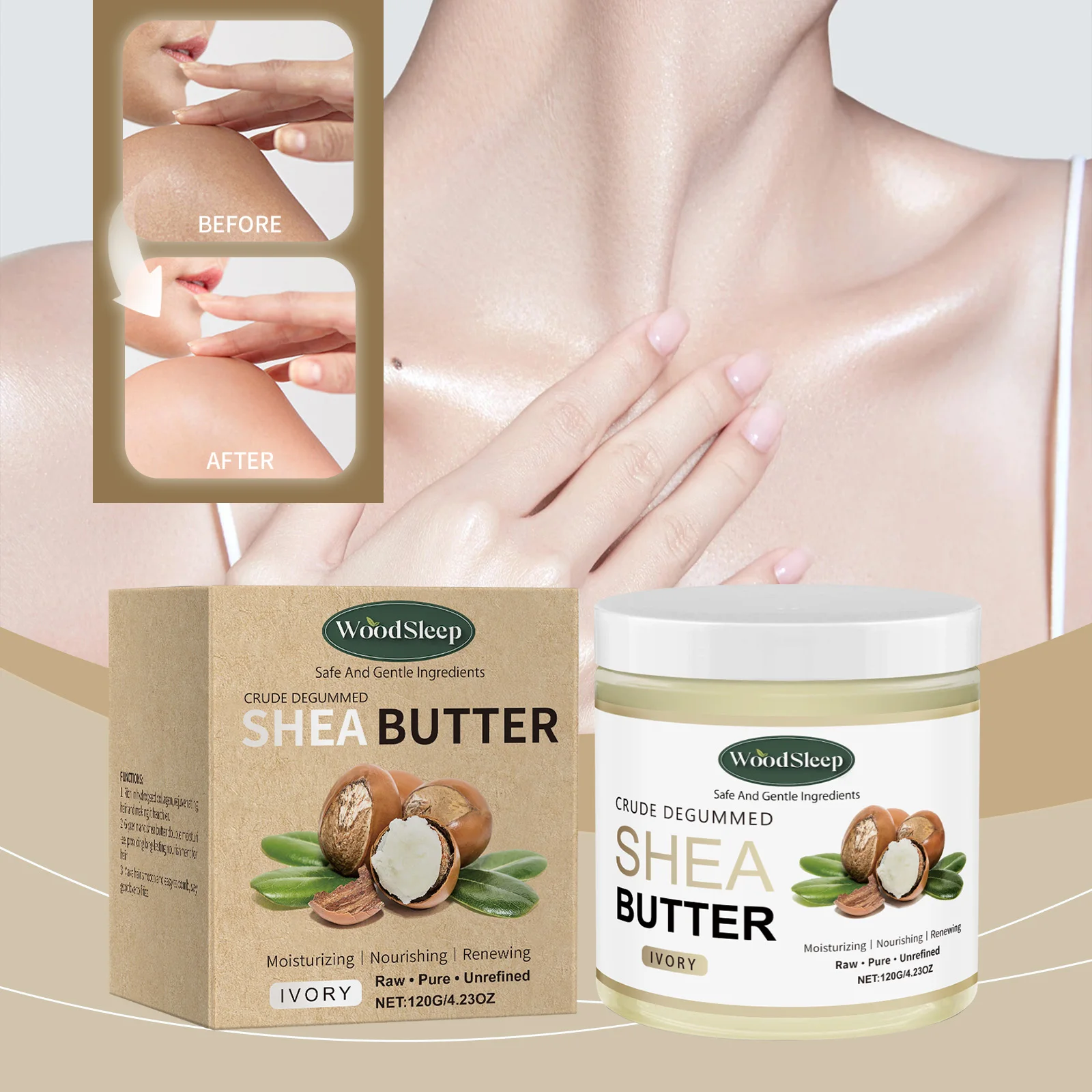 

WoodSleep Shea Butter Moisturizing Cream for Face and Body Long-lasting Moisturizing Body Nourishing Skin Care Cream