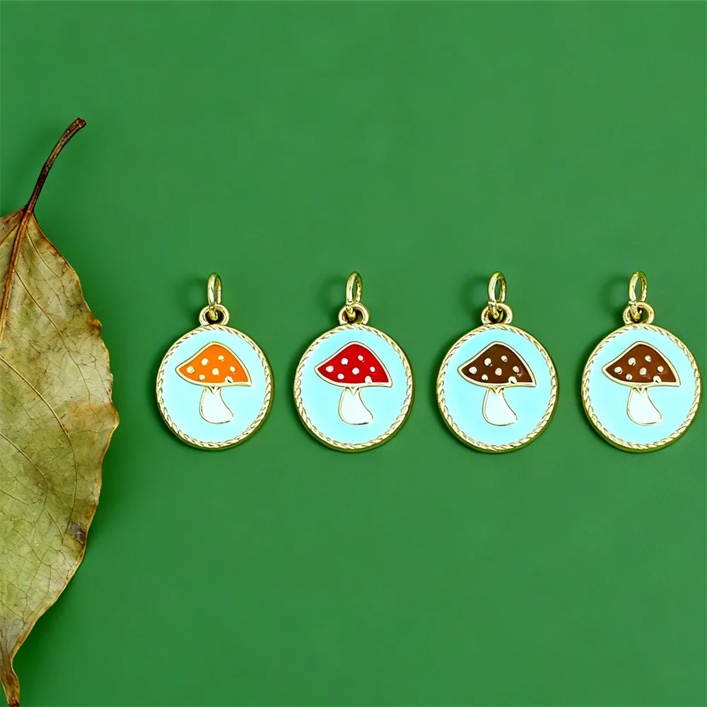 4 قطعة المعلقات النحاس المينا الفطر السحر زركون DIY بها بنفسك مجوهرات قلادة سوار صنع ارتداء اليومي اكسسوارات غير رسمية #4