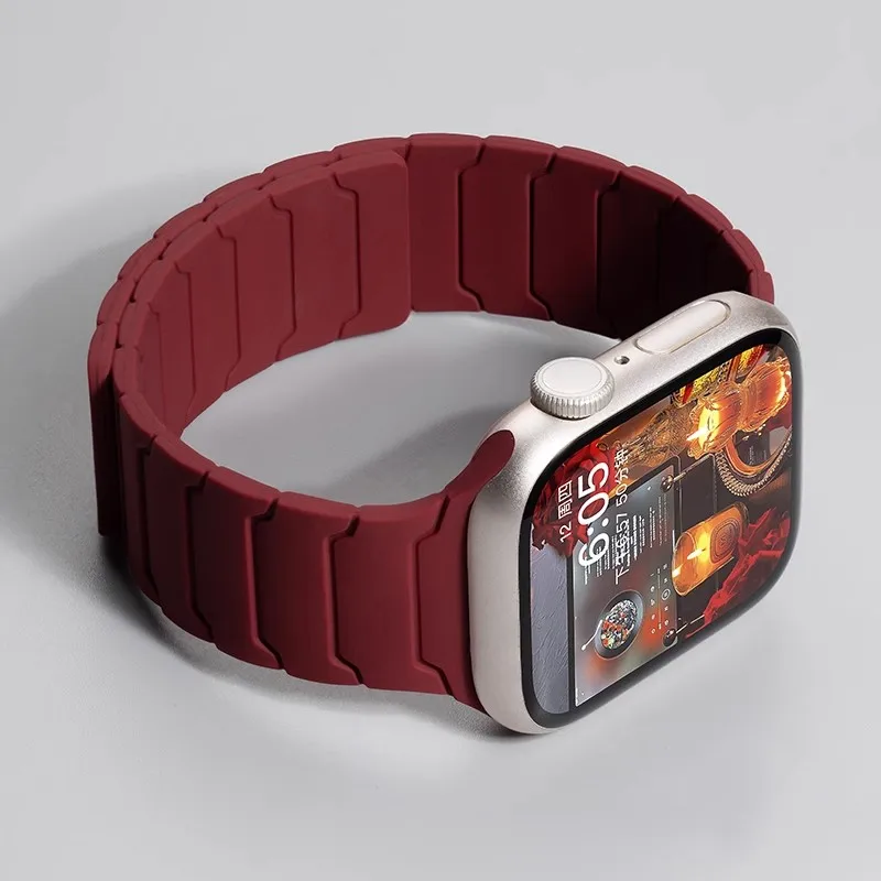 

Поп-магнитный силиконовый ремешок для Apple Watch Band Ultra 2 49 мм 45 мм 41 мм Браслет для Iwatch Series 9 8 7 6 SE 5 4 38 42 мм 44 мм 4