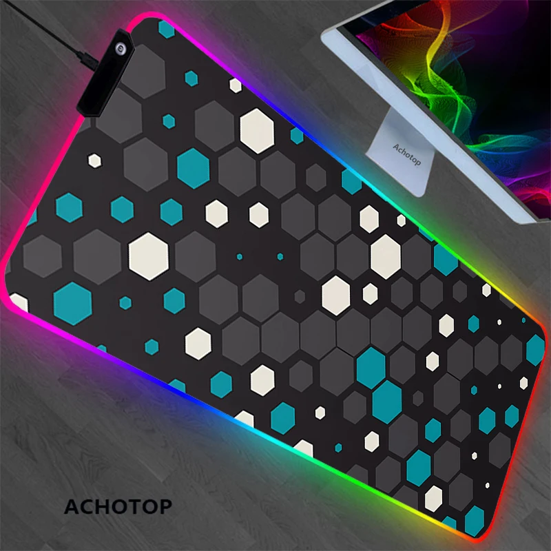 

Geometric RGB Mouse Pad 900x400 Original Art Xxl Mats Laptop Accessories Anime Large LED Mausepad Gamer Keyboard Mat Desk Pads