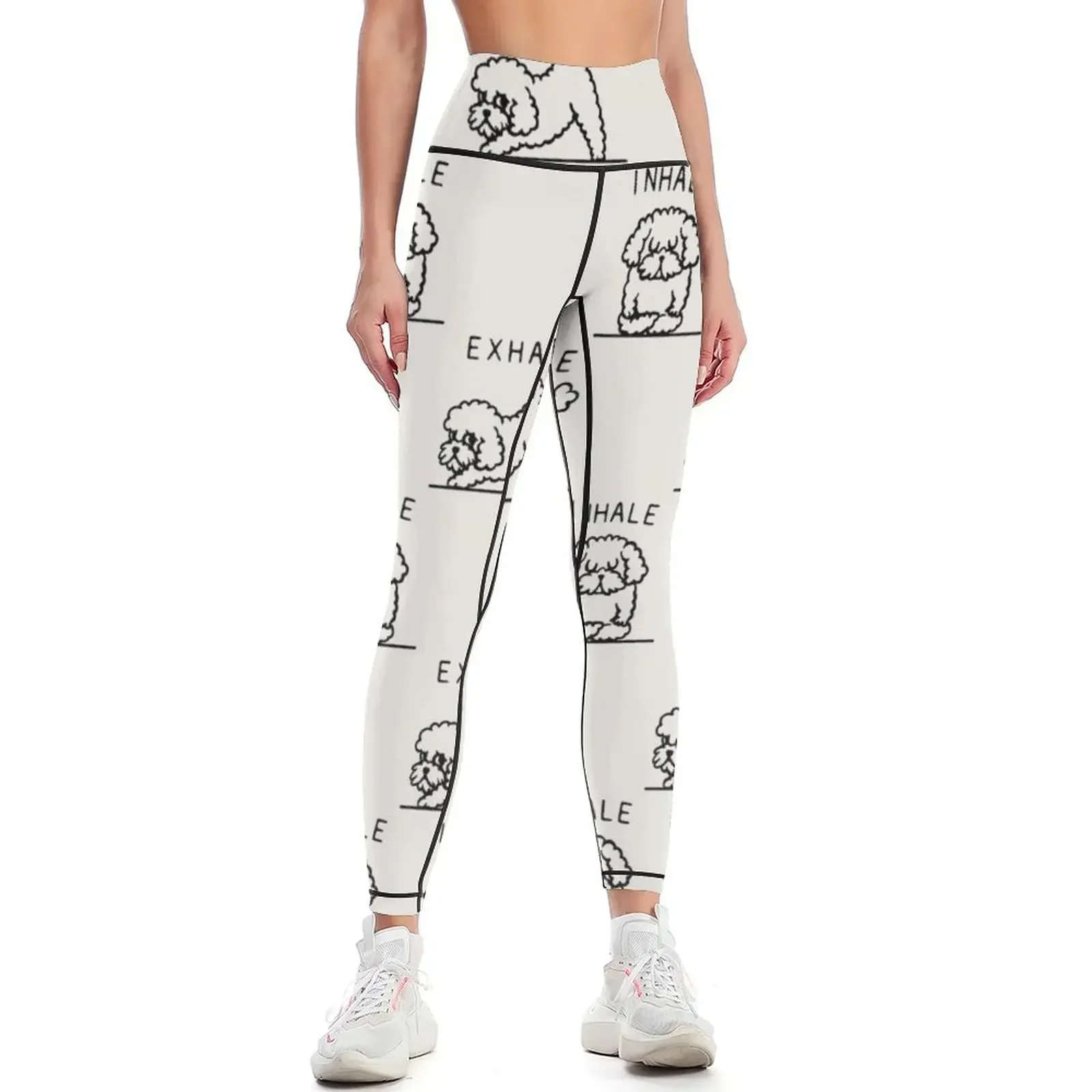 

Inhale Exhale Toy Poodle Leggings sport pants for fitness for girls Fitness's gym clothes Womens Leggings