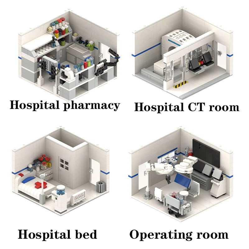 MOC4050 City Series Hospital Model Operating Room CT Room Pharmacy Compatible Building Blocks Educational Toys Children Gift MOC