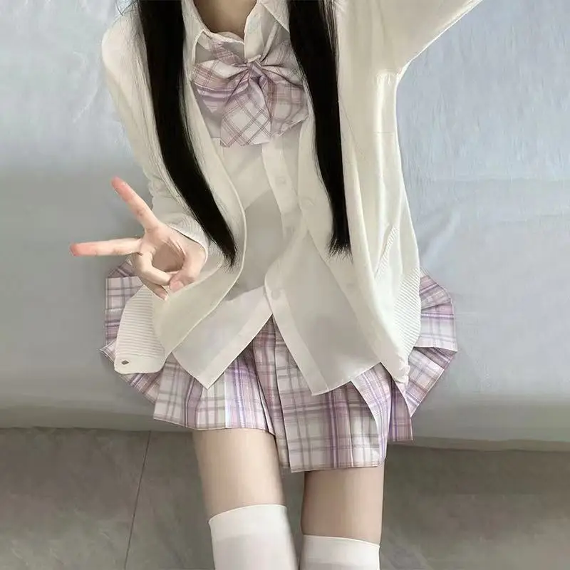 Original Pure Desire JK Uniform Set School Style Shirt Waist Cinching Slimming Student School Uniform Shirt Pleated Skirt Sex