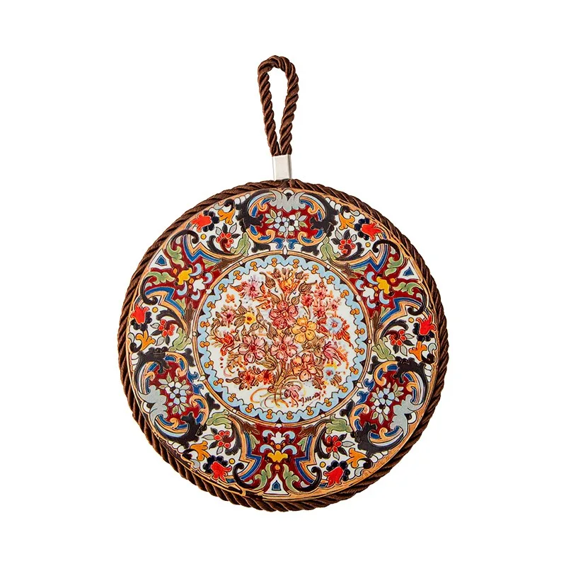 Heat insulation mat, ceramic high temperature resistant retro enamel anti-scalding pot mat, high-end dining table special bowl
