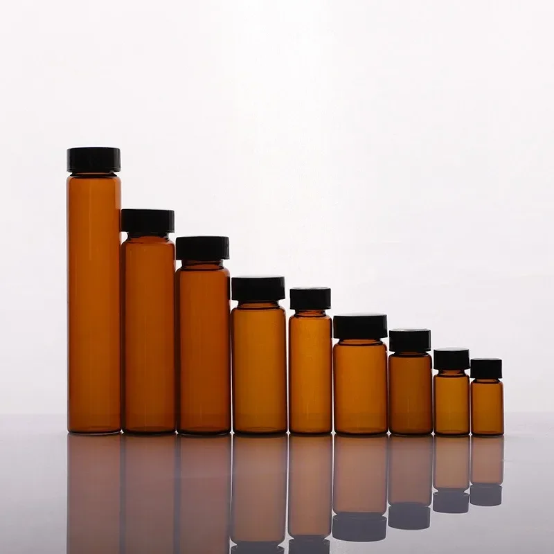

Янтарный стеклянный флакон для образцов от 2 до 60 мл, лабораторная бутылка для реагентов, маленькие прозрачные флаконы для лекарств для химического эксперимента