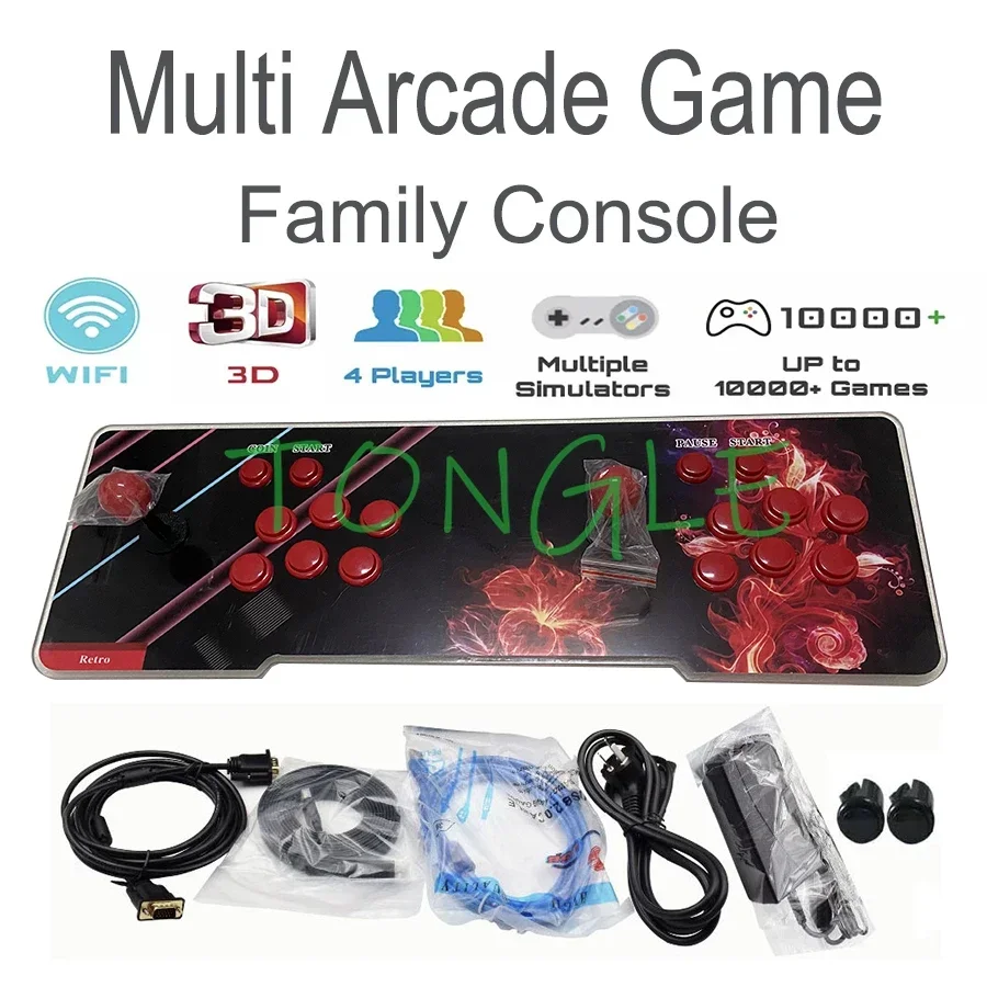 3D Pandora SAGA WiFi Arcade Stick Game Console, Built-in Joystick, HDMI to TV, 2 Players, CX, DX, EX Box, 9S, 8000, 10000 in 1